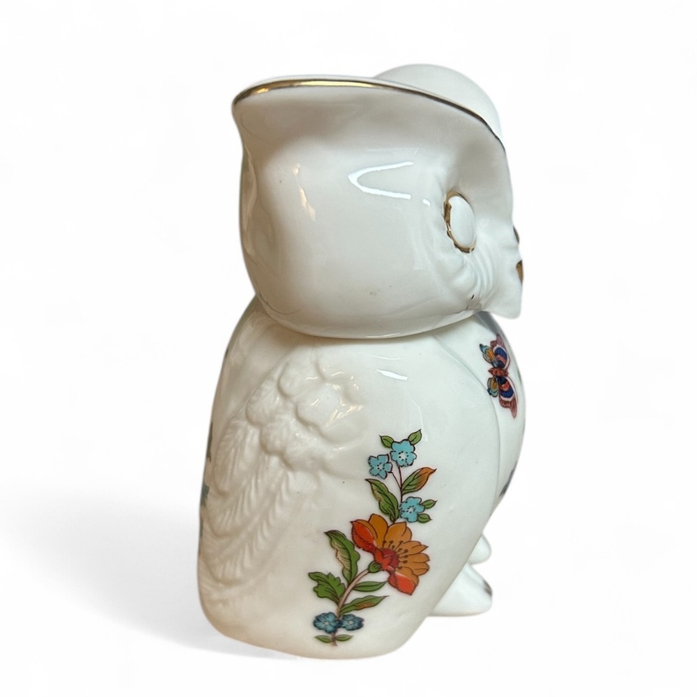 Ardco Owl Box Porcelain Figurine Floral Butterfly Motif Cottagecore Farmhouse - Picture 4 of 6